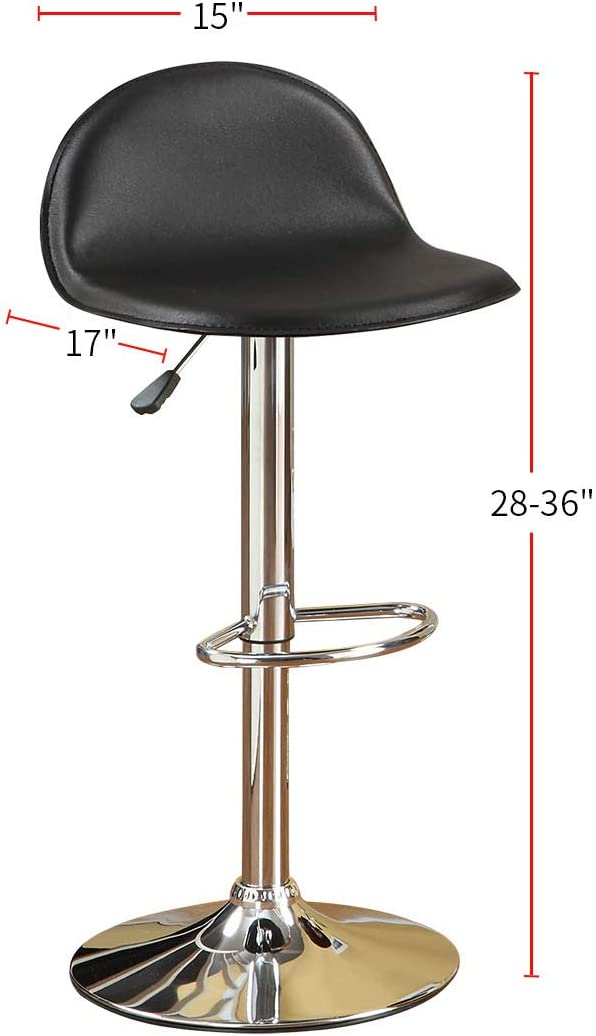 English Elm Black Faux Leather Counter Stools Set of 2 – Adjustable Height Swivel Chairs with Chrome Base, Cushioned PVC Seats Black 19 L x 10 W x 20 H B01149813