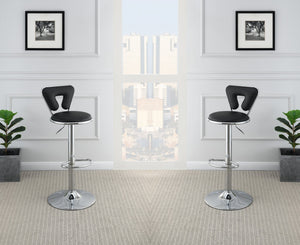 English Elm Adjustable Gas Lift Bar Stool Set of 2 – Black Faux Leather, Chrome Base, Metal Frame, Modern Adjustable Design B01149819