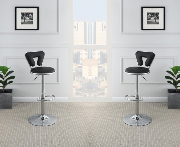 English Elm Adjustable Gas Lift Bar Stool Set of 2 – Black Faux Leather, Chrome Base, Metal Frame, Modern Adjustable Design B01149819