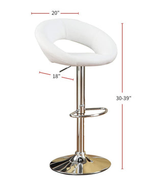 English Elm White Faux Leather Adjustable Counter Stools Set of 2 - Swivel Chrome Base, Cushioned PVC Seats, Modern B01149815