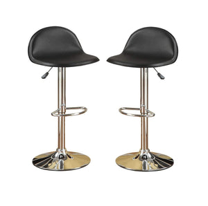 English Elm Black Faux Leather Counter Stools Set of 2 – Adjustable Height Swivel Chairs with Chrome Base, Cushioned PVC Seats Black 19 L x 10 W x 20 H B01149813