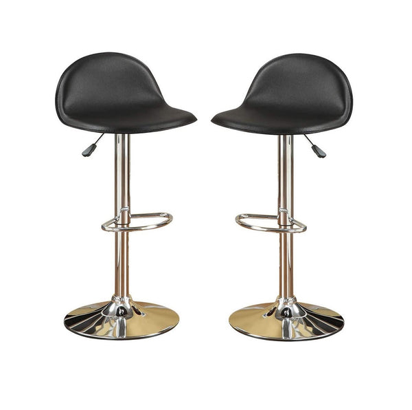 English Elm Black Faux Leather Counter Stools Set of 2 – Adjustable Height Swivel Chairs with Chrome Base, Cushioned PVC Seats Black 19 L x 10 W x 20 H B01149813