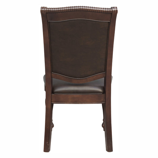English Elm Traditional Brown Cherry Dining Side Chairs Set of 2 with Faux Leather Seats, Parquet Veneer Elegance B01149812