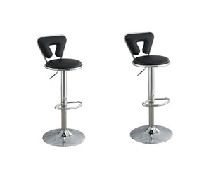 English Elm Adjustable Gas Lift Bar Stool Set of 2 – Black Faux Leather, Chrome Base, Metal Frame, Modern Adjustable Design B01149819