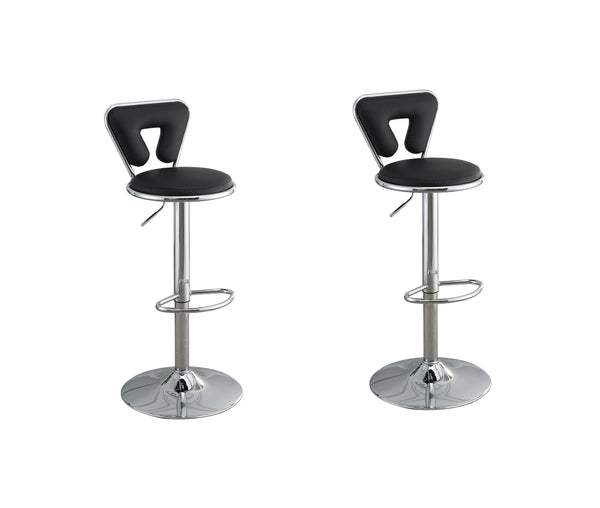 English Elm Adjustable Gas Lift Bar Stool Set of 2 – Black Faux Leather, Chrome Base, Metal Frame, Modern Adjustable Design B01149819