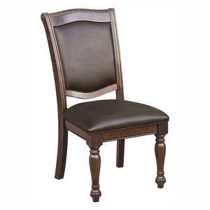 English Elm Traditional Brown Cherry Dining Side Chairs Set of 2 with Faux Leather Seats, Parquet Veneer Elegance B01149812