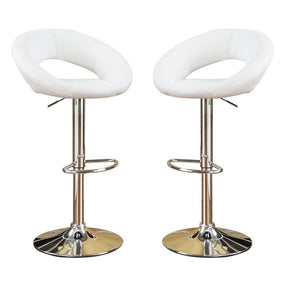 English Elm White Faux Leather Adjustable Counter Stools Set of 2 - Swivel Chrome Base, Cushioned PVC Seats, Modern B01149815