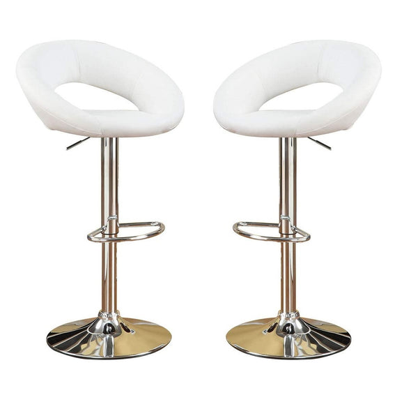 English Elm White Faux Leather Adjustable Counter Stools Set of 2 - Swivel Chrome Base, Cushioned PVC Seats, Modern B01149815