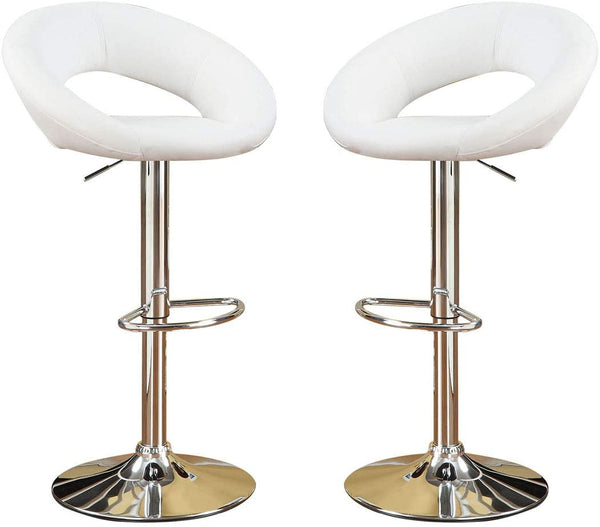 English Elm White Faux Leather Adjustable Counter Stools Set of 2 - Swivel Chrome Base, Cushioned PVC Seats, Modern B01149815
