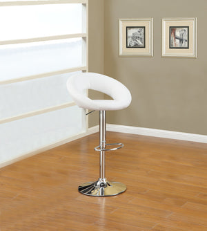 English Elm White Faux Leather Adjustable Counter Stools Set of 2 - Swivel Chrome Base, Cushioned PVC Seats, Modern B01149815