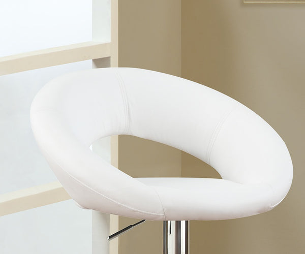 English Elm White Faux Leather Adjustable Counter Stools Set of 2 - Swivel Chrome Base, Cushioned PVC Seats, Modern B01149815