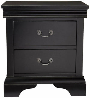 English Elm Contemporary Nightstand with 2 Drawers Black Pine Wood Bedside Table 22x15x24 Modern Storage B01149894