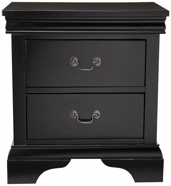English Elm Contemporary Nightstand with 2 Drawers Black Pine Wood Bedside Table 22x15x24 Modern Storage B01149894