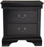 English Elm Contemporary Bedroom Furniture Nightstand Black Color 2 X Drawers Bed Side Table Pine Wood