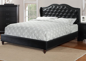 English Elm Queen Sleigh Bed with Elegant Transitional Design, Solid Wood Veneer Construction, Dovetail Craftsmanship and Spacious Foundation Support for Master Bedroom Comfort Black 6 L x 10 W x 83 H B011S00111