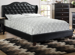English Elm Queen Sleigh Bed with Elegant Transitional Design, Solid Wood Veneer Construction, Dovetail Craftsmanship and Spacious Foundation Support for Master Bedroom Comfort Black 6 L x 10 W x 83 H B011S00111