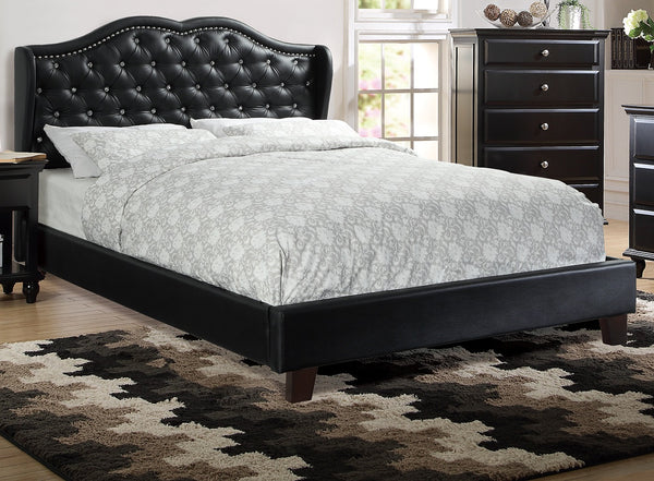English Elm Queen Sleigh Bed with Elegant Transitional Design, Solid Wood Veneer Construction, Dovetail Craftsmanship and Spacious Foundation Support for Master Bedroom Comfort Black 6 L x 10 W x 83 H B011S00111