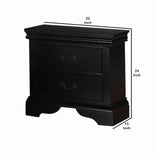 English Elm Contemporary Bedroom Furniture Nightstand Black Color 2 X Drawers Bed Side Table Pine Wood