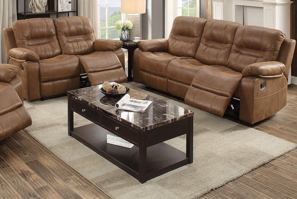 English Elm 1pc Dark Brown Motion Sofa with Breathable Leatherette, Pillow-Top Arms & Metal Recliners, 86" B01149891