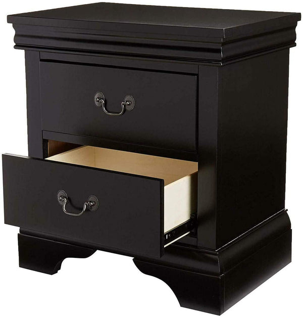 English Elm Contemporary Nightstand with 2 Drawers Black Pine Wood Bedside Table 22x15x24 Modern Storage B01149894
