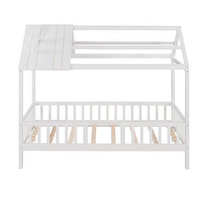 English Elm Twin House Bed Solid Pine Frame Cottage Roofline Slatted Rails Kids Bedroom Nook N708P296396K