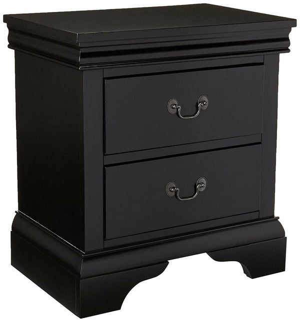 English Elm Contemporary Nightstand with 2 Drawers Black Pine Wood Bedside Table 22x15x24 Modern Storage B01149894
