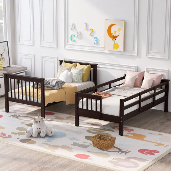 English Elm Stairway Twin Over Bunk Bed with Step Storage Converts to Two Separate Beds LT000109AAP-1
