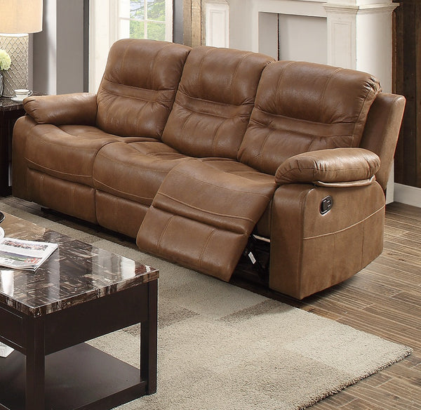 English Elm 1pc Dark Brown Motion Sofa with Breathable Leatherette, Pillow-Top Arms & Metal Recliners, 86" B01149891
