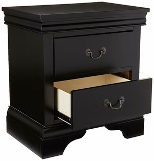 English Elm Contemporary Nightstand with 2 Drawers Black Pine Wood Bedside Table 22x15x24 Modern Storage B01149894