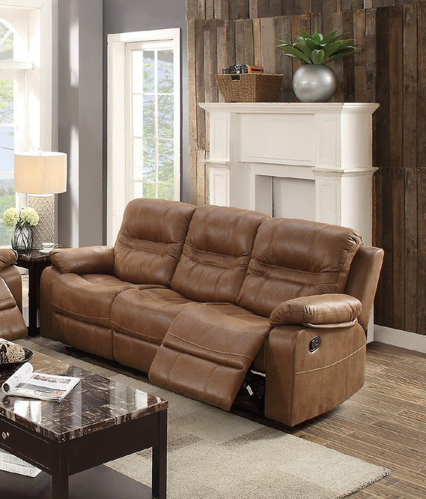 English Elm 1pc Dark Brown Motion Sofa with Breathable Leatherette, Pillow-Top Arms & Metal Recliners, 86" B01149891