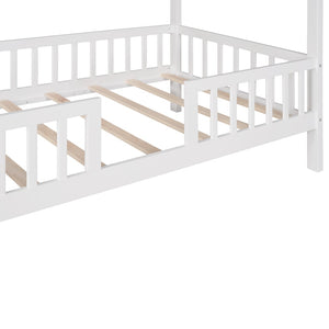 English Elm Twin House Bed Solid Pine Frame Cottage Roofline Slatted Rails Kids Bedroom Nook N708P296396K