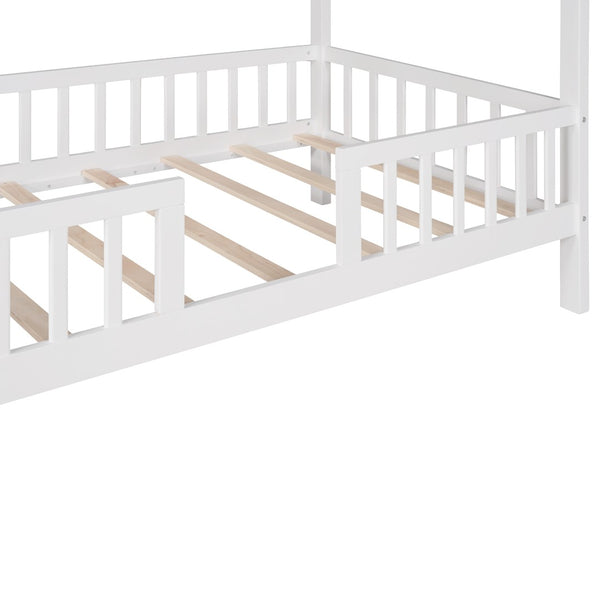 English Elm Twin House Bed Solid Pine Frame Cottage Roofline Slatted Rails Kids Bedroom Nook N708P296396K