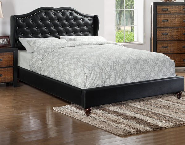 English Elm Queen Sleigh Bed with Elegant Transitional Design, Solid Wood Veneer Construction, Dovetail Craftsmanship and Spacious Foundation Support for Master Bedroom Comfort Black 6 L x 10 W x 83 H B011S00111