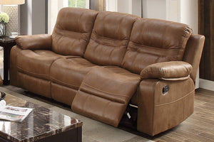 English Elm 1pc Dark Brown Motion Sofa with Breathable Leatherette, Pillow-Top Arms & Metal Recliners, 86" B01149891