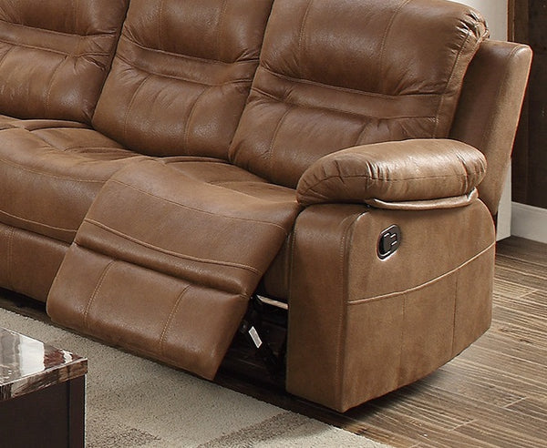English Elm 1pc Dark Brown Motion Sofa with Breathable Leatherette, Pillow-Top Arms & Metal Recliners, 86" B01149891