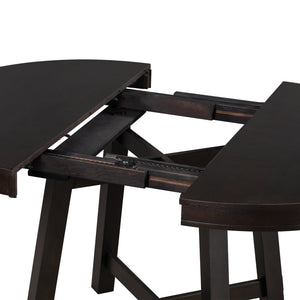 English Elm Trexm Farmhouse Round Dining Table Oak Veneer X Base Extends to Seat Six WF291263AAP
