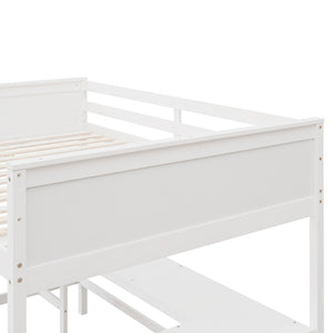English Elm Full Size White Wood Loft Bed with Integrated Desk Shelves for Kids Teen Rooms LT000538AAK