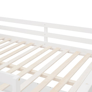 English Elm Full Size White Wood Loft Bed with Integrated Desk Shelves for Kids Teen Rooms LT000538AAK