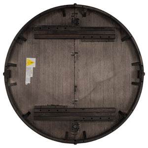 English Elm Trexm Farmhouse Round Dining Table Oak Veneer X Base Extends to Seat Six WF291263AAP