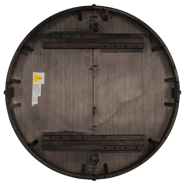 English Elm Trexm Farmhouse Round Dining Table Oak Veneer X Base Extends to Seat Six WF291263AAP