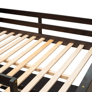 English Elm Full Size White Wood Loft Bed with Integrated Desk Shelves for Kids Teen Rooms Espresso LT000538AAP