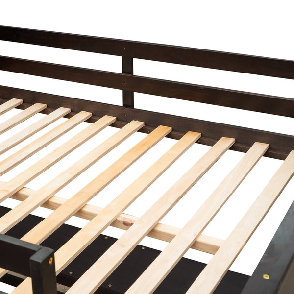 English Elm Full Size White Wood Loft Bed with Integrated Desk Shelves for Kids Teen Rooms Espresso LT000538AAP
