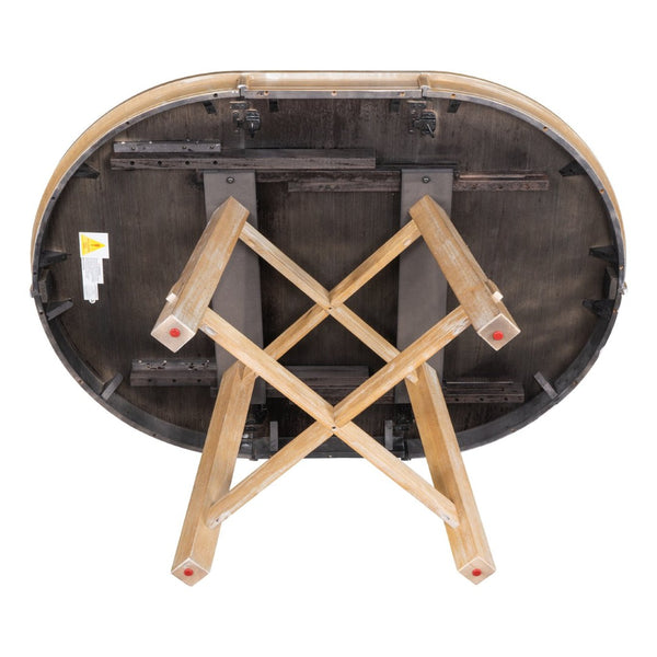 English Elm Trexm Farmhouse Round Extendable Dining Table Seats Six with Oak Veneer Planked Top Natural Wood Wash WF291263AAE