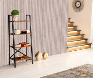 English Elm Leon 5 Tier Modern Ladder Bookshelf — Space-Saving Metal Frame Bookcase with Solid Wood Shelves for Living Room and Office (59" x 16") Walnut B02949535