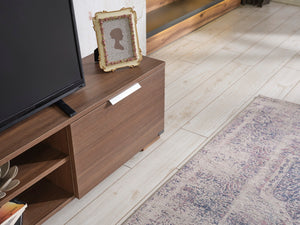 English Elm Furnishome Stylish Mid Century Modern Tv Stand With 2 Doors, 2 Shelves, Walnut Finish – 66" Unit B02949497