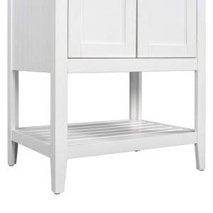 English Elm 24" Modern Sleek Bathroom Vanity with Ceramic Sink, Solid Wood Frame, Waterproof Finish and Open Shelf Storage White N725P246473K