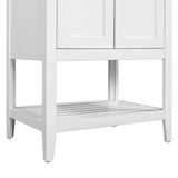 English Elm [Video] 24" White Modern Sleek Bathroom Vanity Elegant Ceramic Sink With Solid Wood Frame Open Style Shelf (Old Sku: Jl000001Aak)