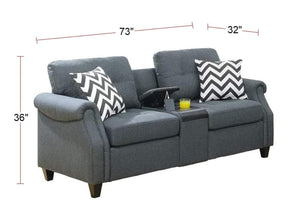 English Elm 2pcs Polyfiber Sofa and Loveseat Set with Console Usb Port Throw Pillows Included B011S00113