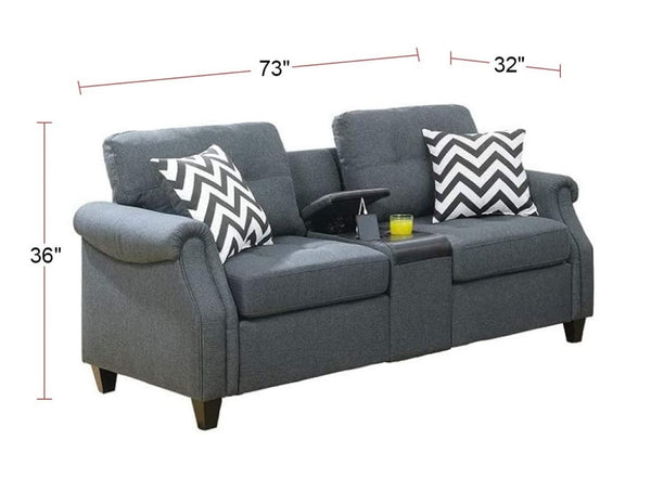 English Elm 2pcs Polyfiber Sofa and Loveseat Set with Console Usb Port Throw Pillows Included B011S00113