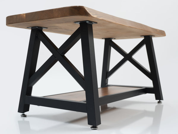 English Elm Furnish Rustic 39'' Solid Wood Coffee Table With Shelf – Charming Walnut Accent For Living Rooms B02949564